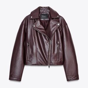 FAUX LEATHER CROP BIKER JACKET